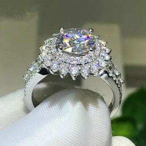 NEW 925 STERLING SILVER ROUND DIAMOND RING